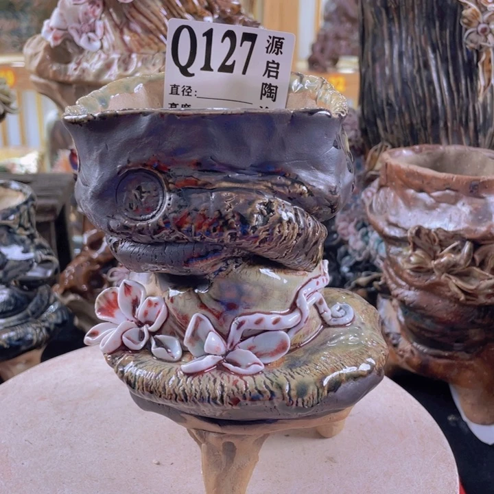 紫砂花盆景德镇陶瓷127