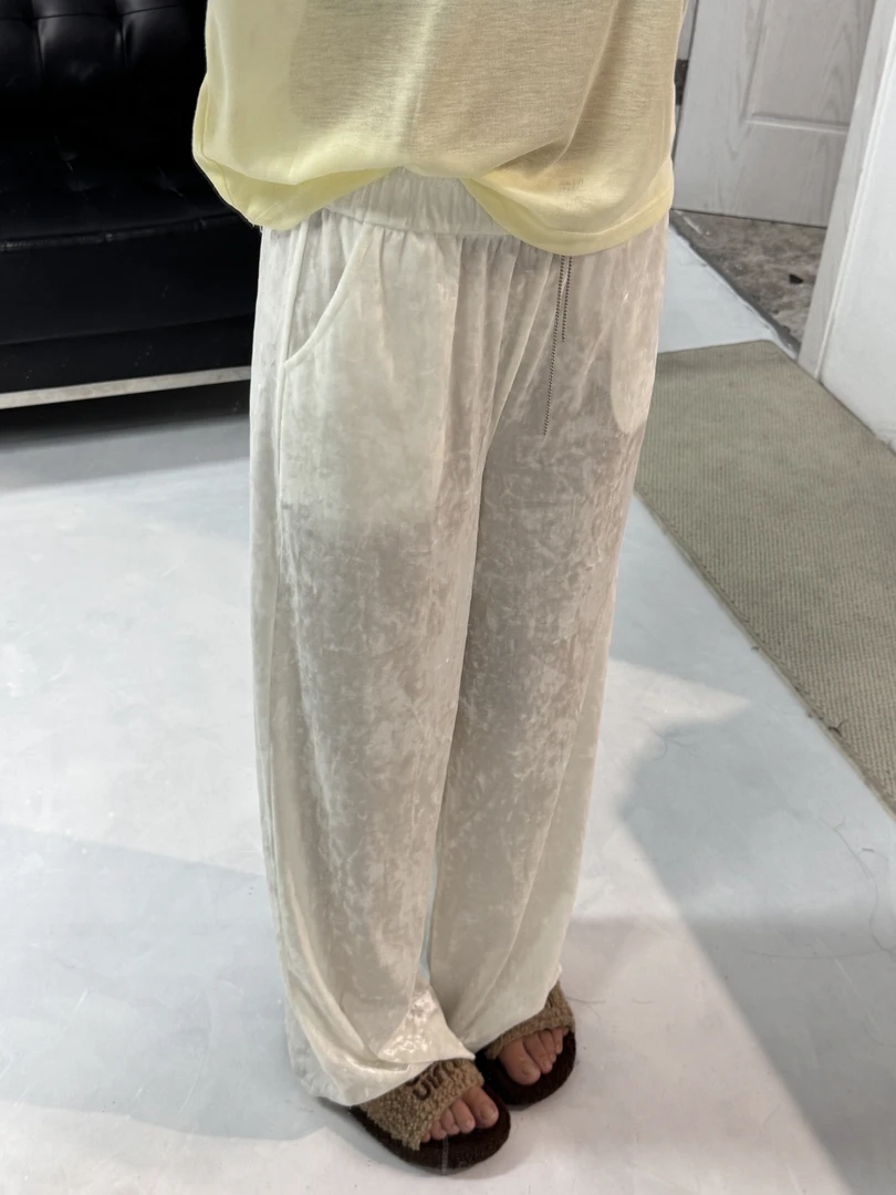 钻石绒休闲直筒阔腿裤