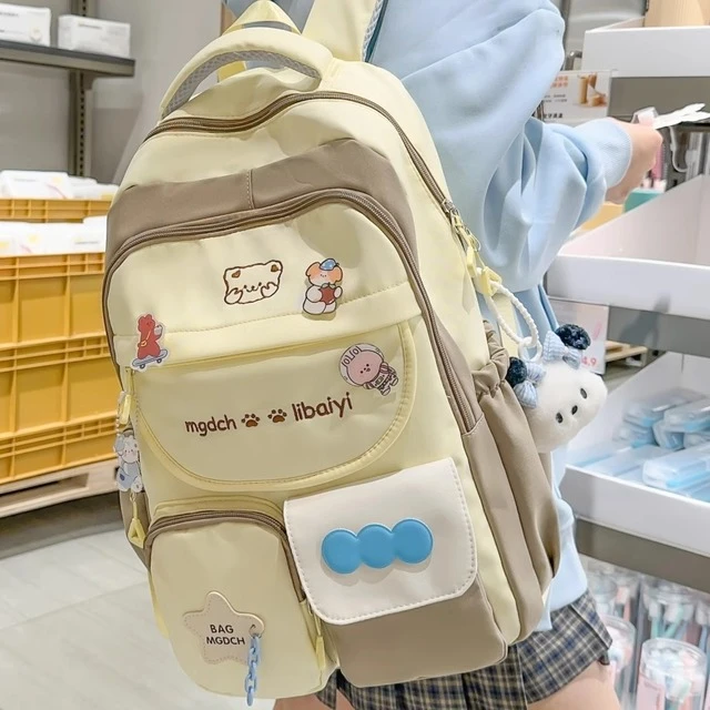 高颜值书包小学生女生日系ins校园风大容量可爱初中女孩双肩背包