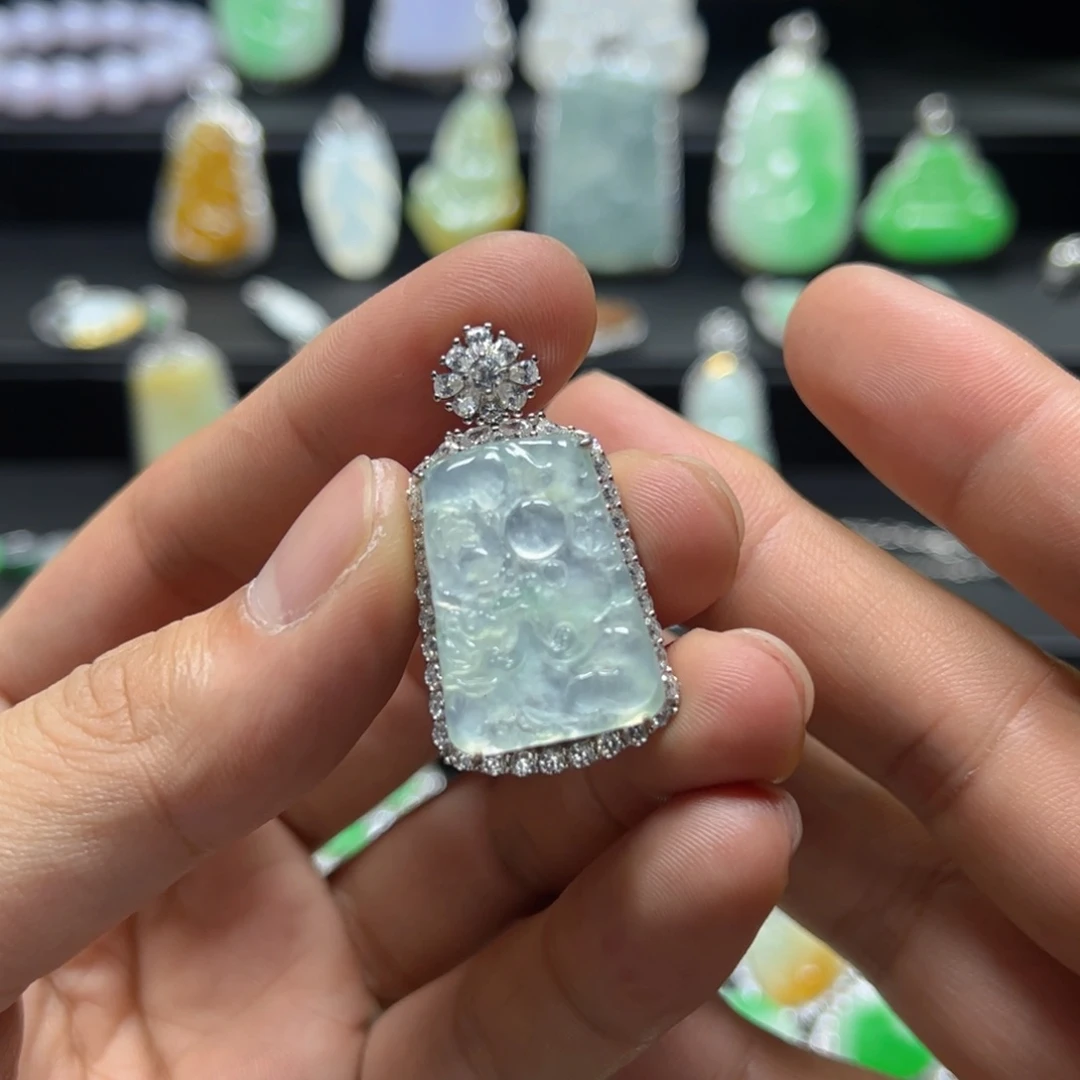 颈饰银S925镶嵌翡翠天然翡翠