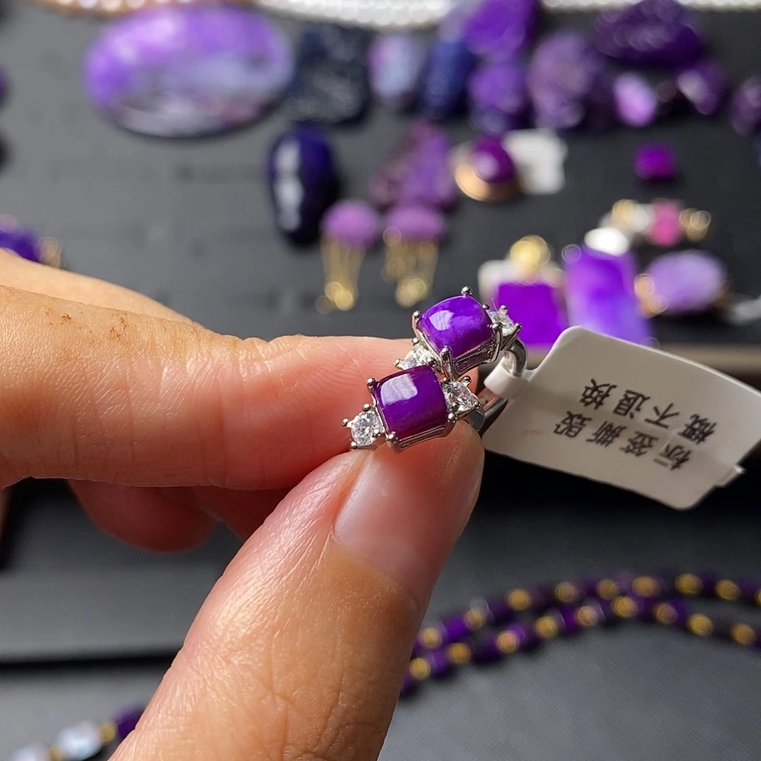 银S925镶嵌苏纪石（舒俱来）耳环