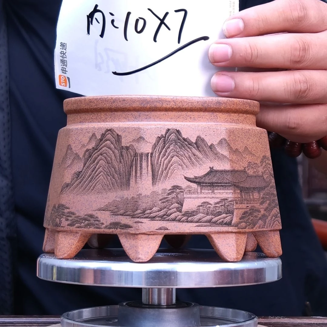 紫砂花盆同喜同喜