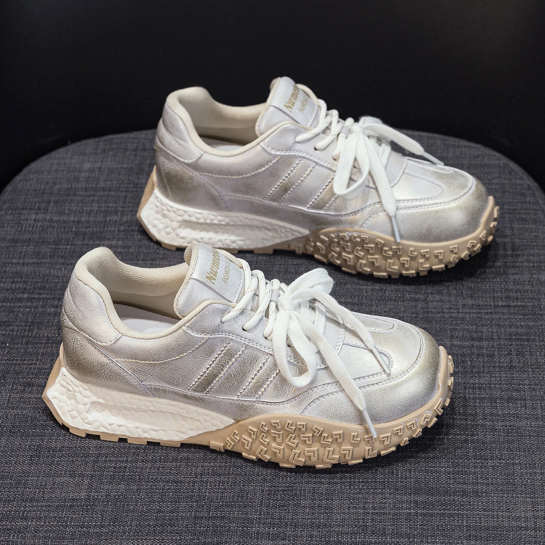 厚底小白鞋女2025年春秋季新款百搭潮流小众女鞋时尚休闲阿甘鞋