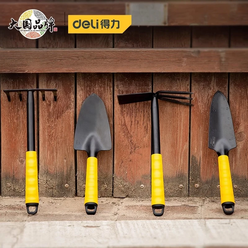 得力种花工具家用种菜养花小铲子园艺齿耙挖土小铁锹户外赶海神器