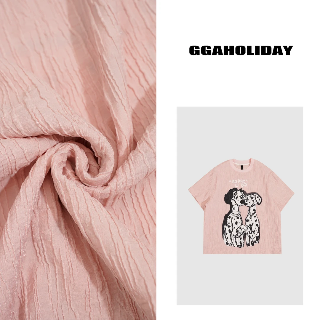 【上新】GGAHOLIDAY夏季宽松复古时尚褶皱百搭显瘦短袖T恤-152210