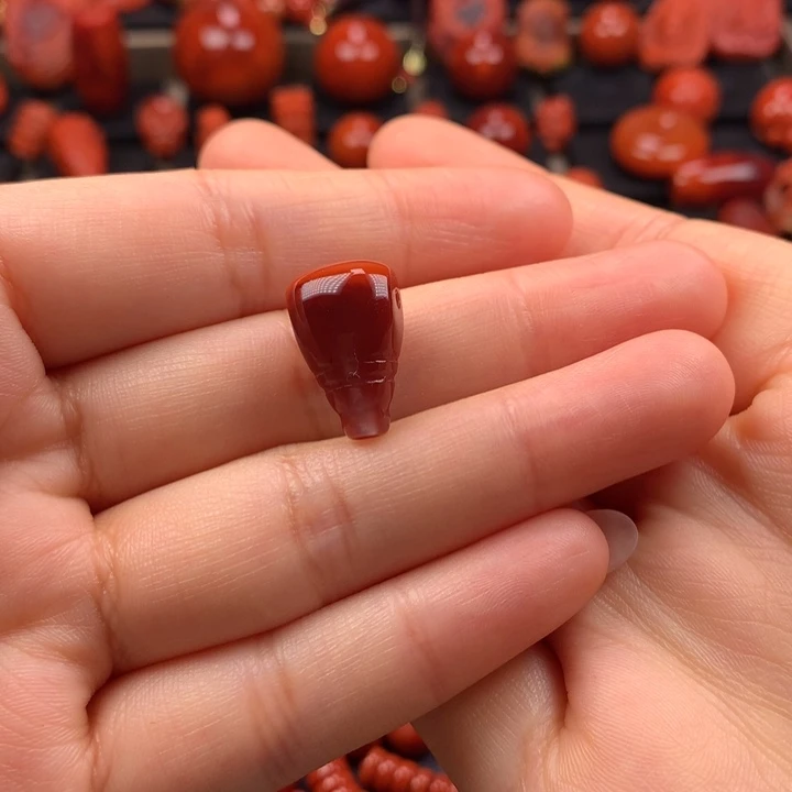 沉***淀未镶嵌牛血红奶嘴三通11MM+南红玛瑙