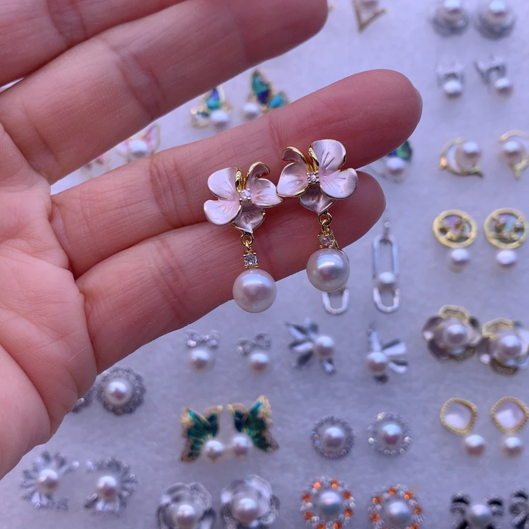 淡水珍珠耳饰合金