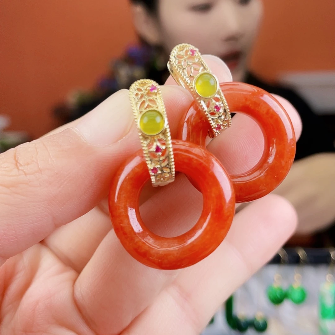 翡翠未镶嵌耳饰饰品