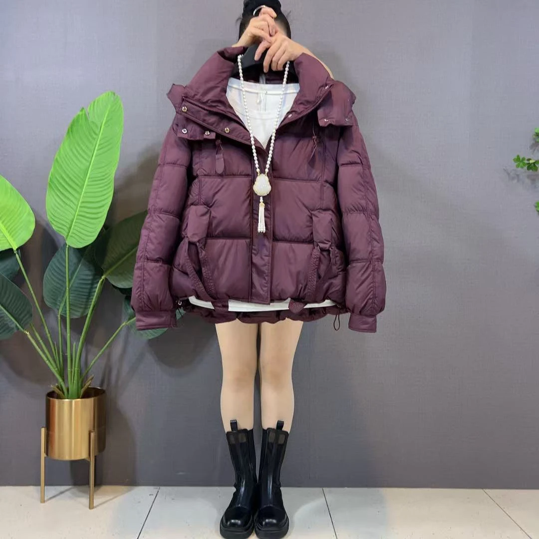 胖MM加肥连帽立领棉服大码女装冬季款百搭宽松遮肚子韩版保暖外套