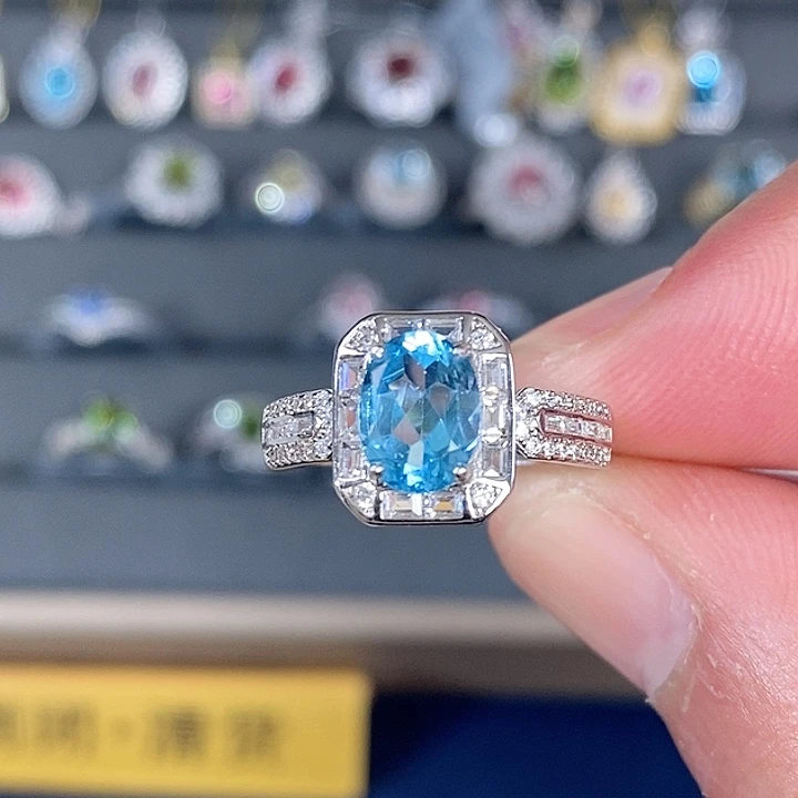 托帕石戒指银S925镶嵌