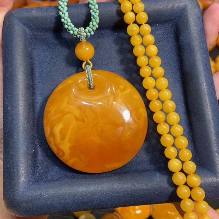 蜜蜡颈饰未镶嵌忘**忆蜜蜡