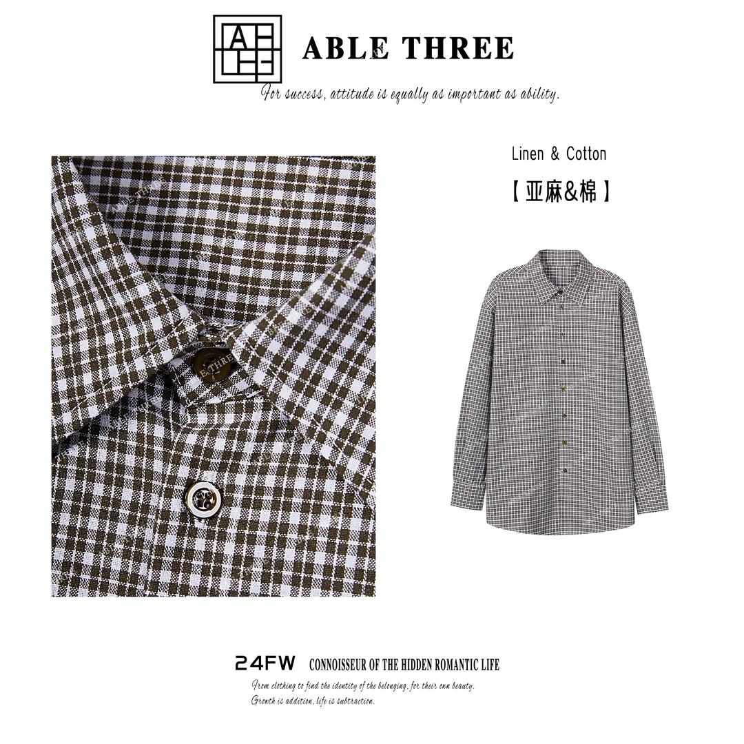 ABLE THREE| 【蒙特利尔】 港风CHIC格子长袖衬衫 XZ-SS9579