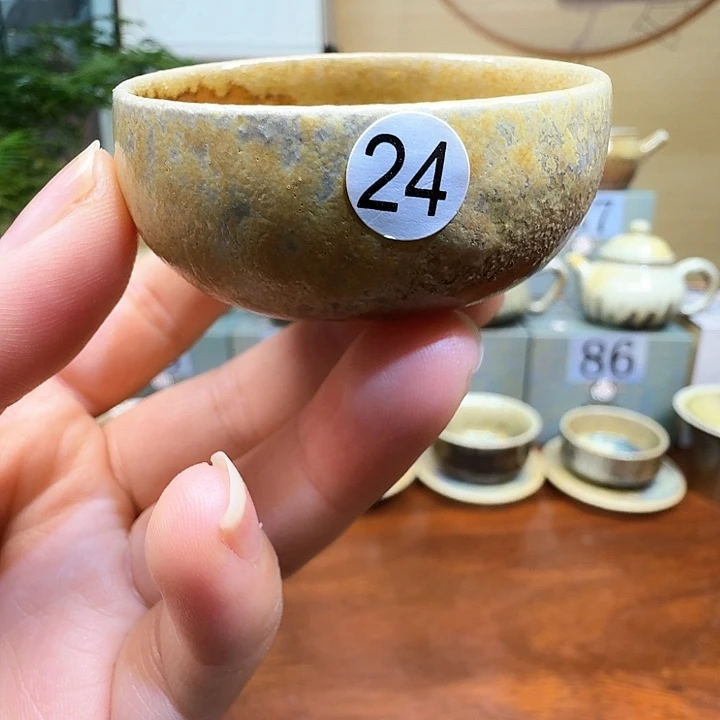 建水紫陶白泥柴烧杯微瑕