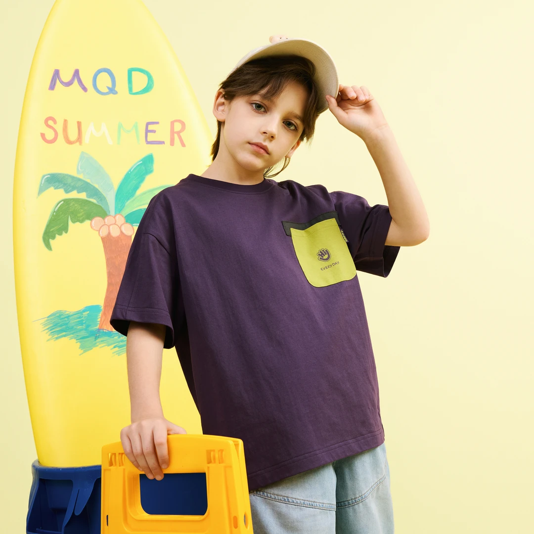 MQD童装25夏季新品学院风潮酷休闲卡通涂鸦运动短袖T恤9652W0344