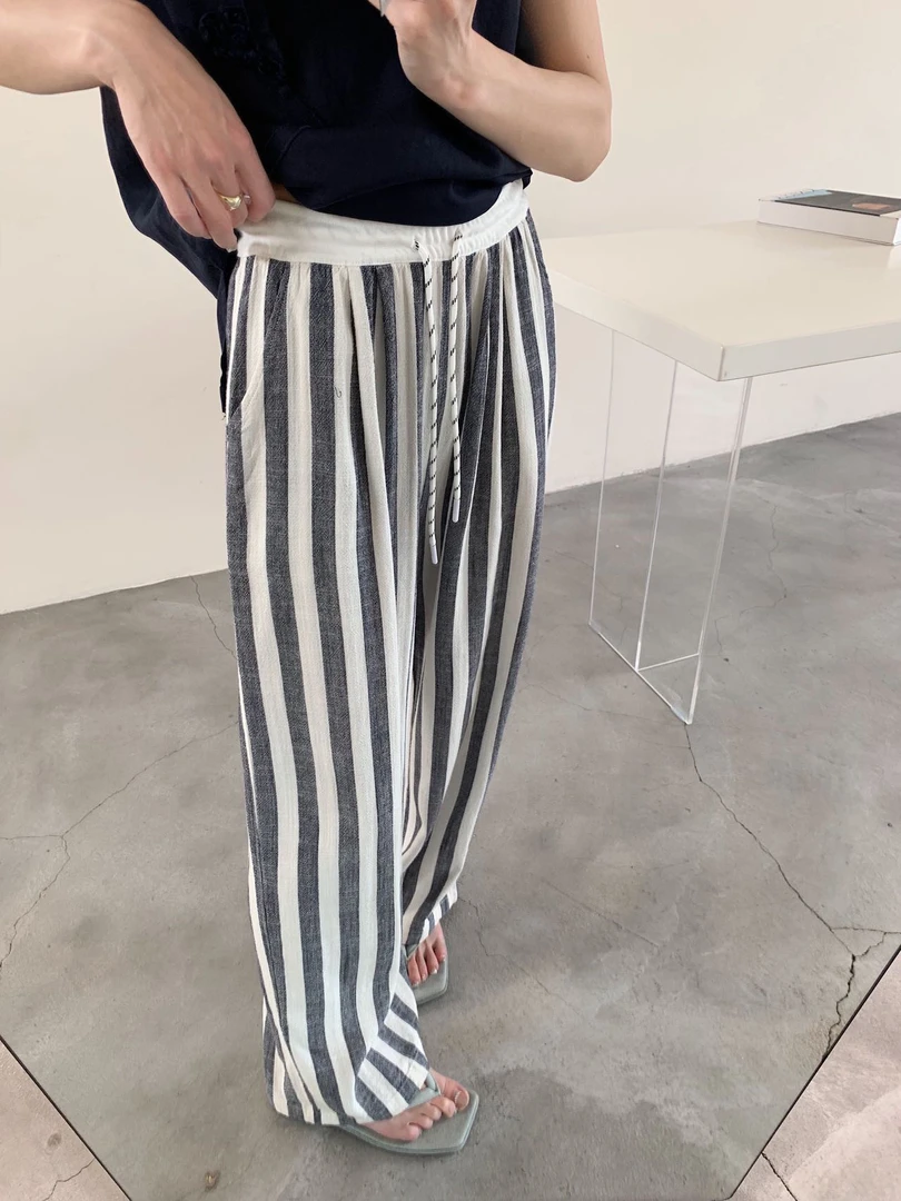【art家】新款百搭条纹直筒裤