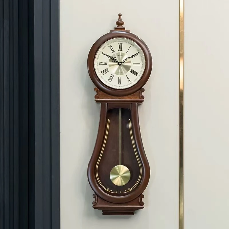 轻奢复古时钟新中式挂钟客厅高档大气壁钟高级家用新款网红款钟表