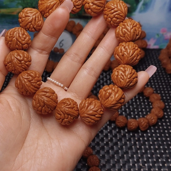 桃核手串涛**旧龙纹桃核