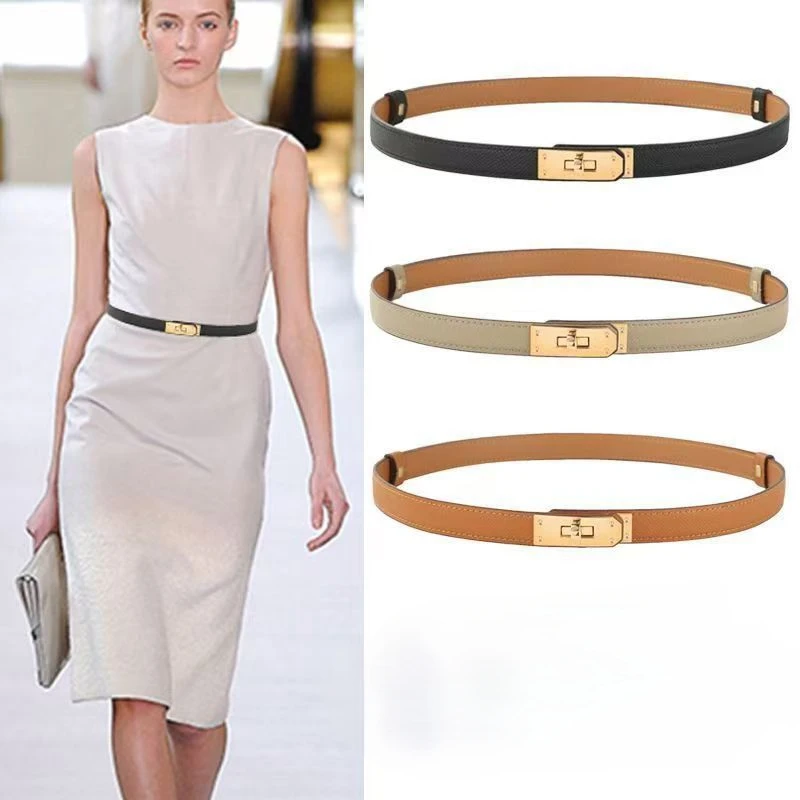 女士女款网红头层皮腰带申缩腰带气质真牛皮皮带细腰带女款