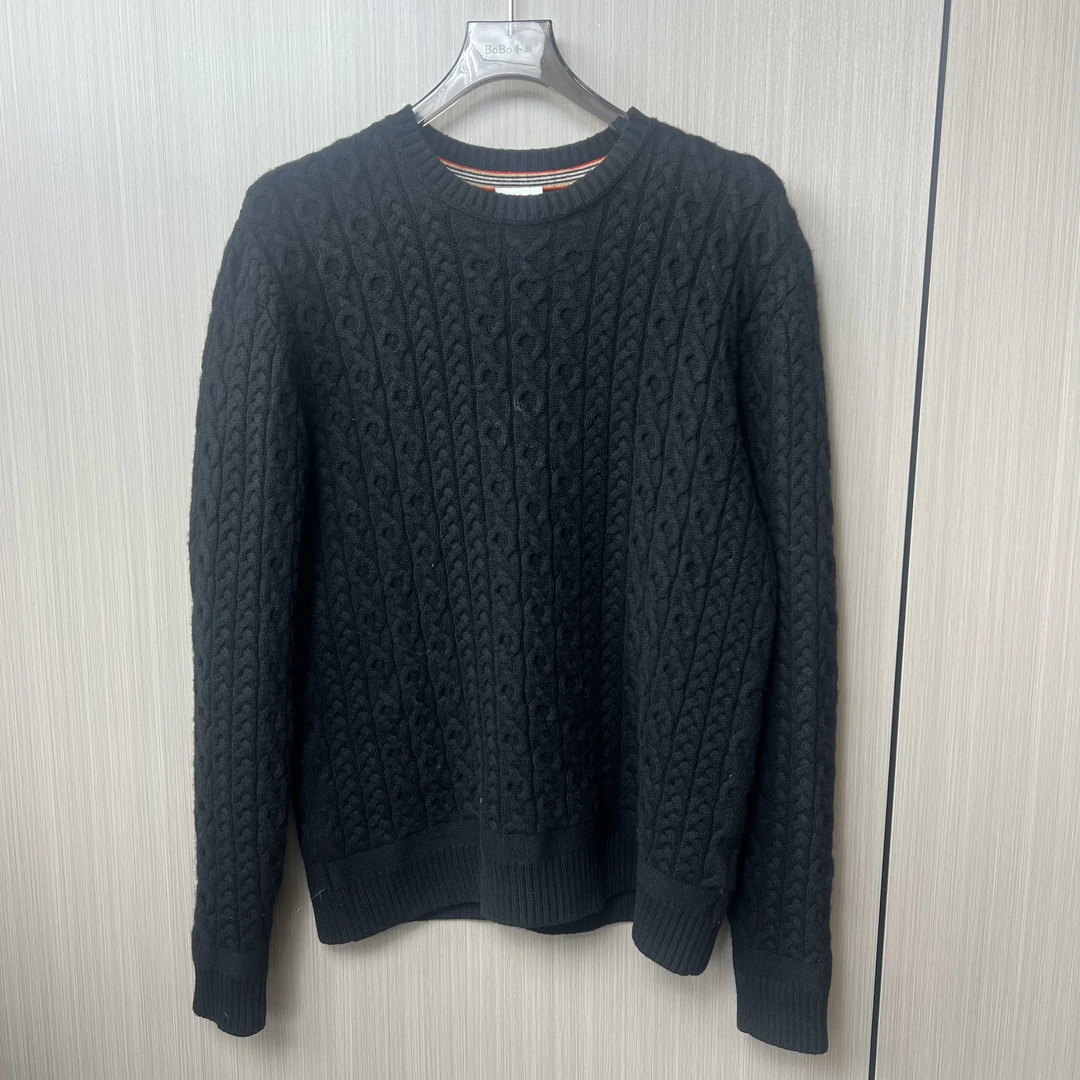 99新 BURBERRY/博柏利 费尔岛嵌花 针织毛衣 S码/Y01166