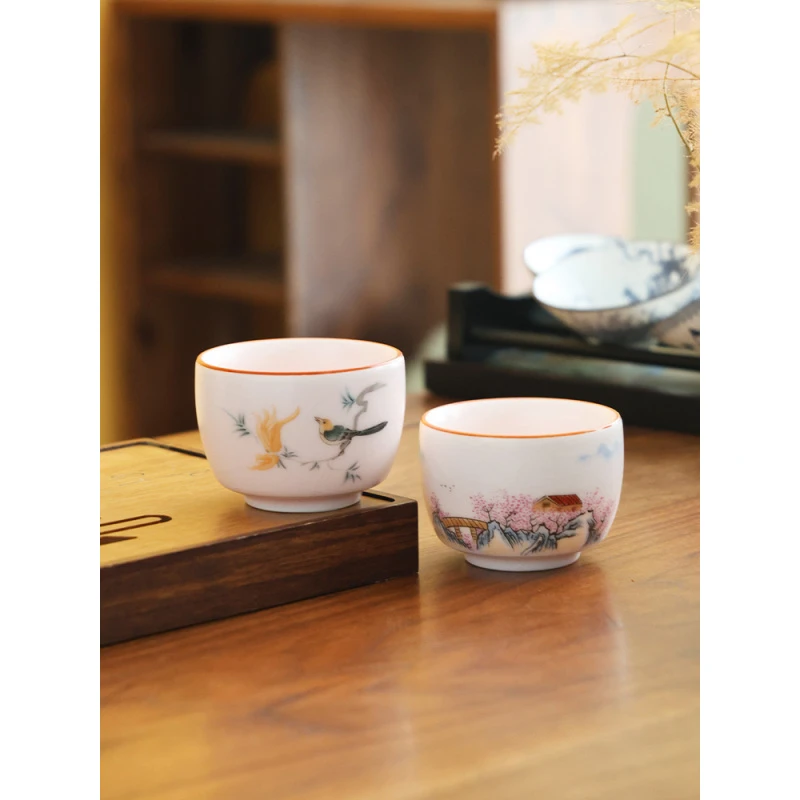 粉色汝窑粉黛佳人喜上眉梢主人杯茶杯品茗杯无礼盒-1770