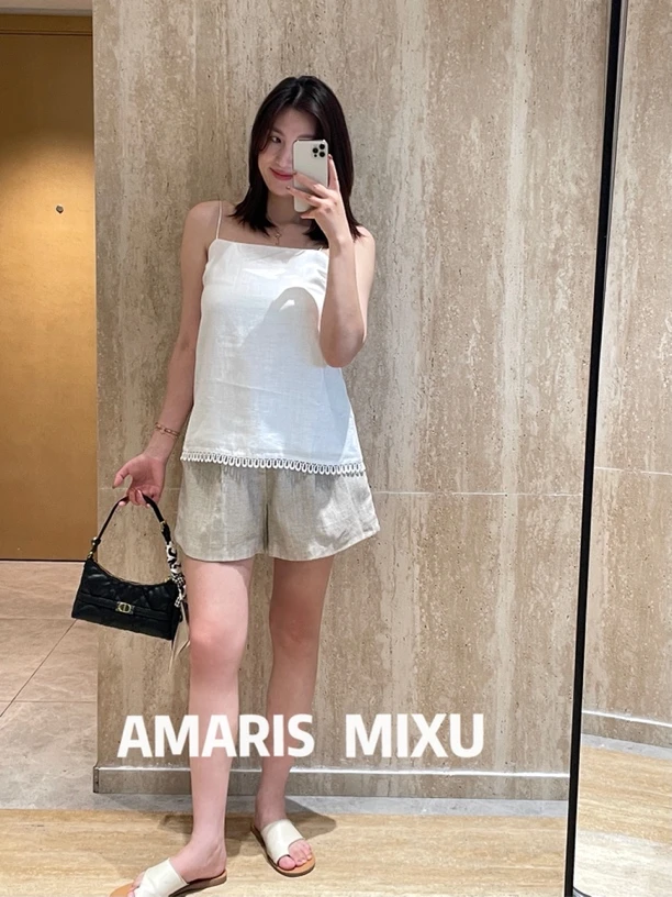 AMARIS MHXU「听白」天丝麻 度假风吊带背心 外穿女士夏季背心