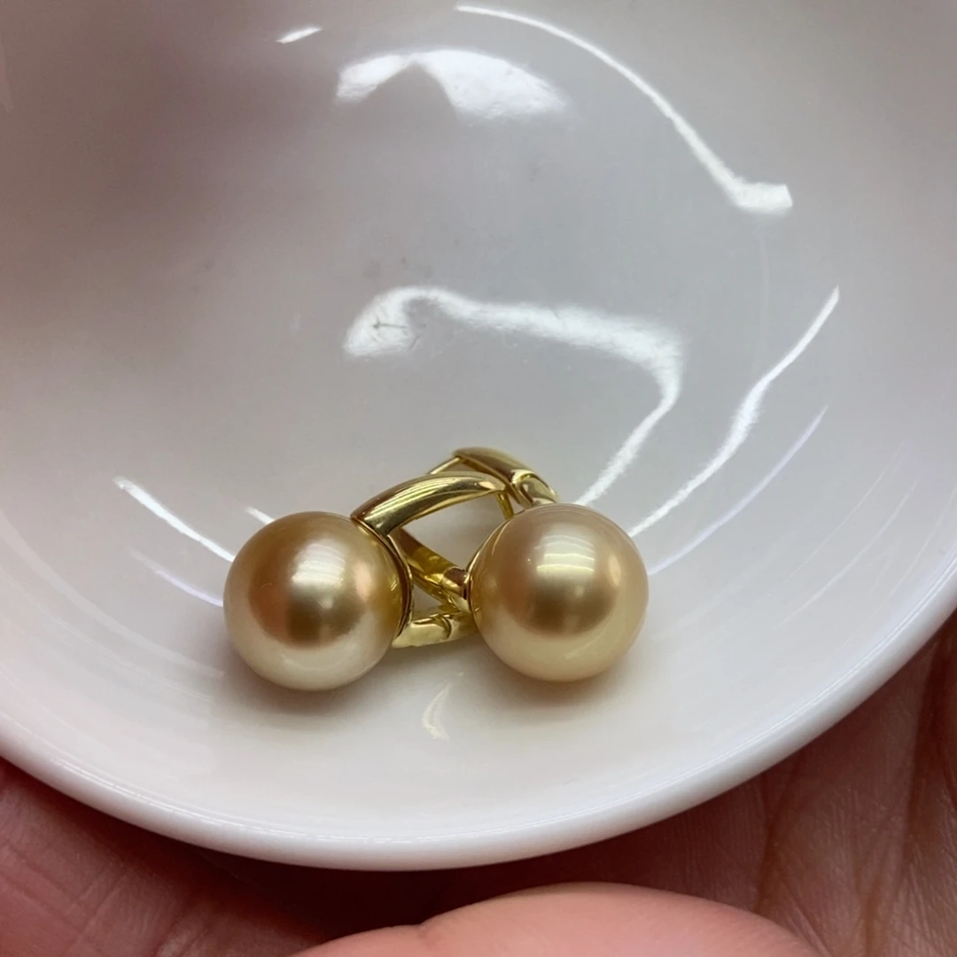 海水珍珠耳饰银S925镶嵌