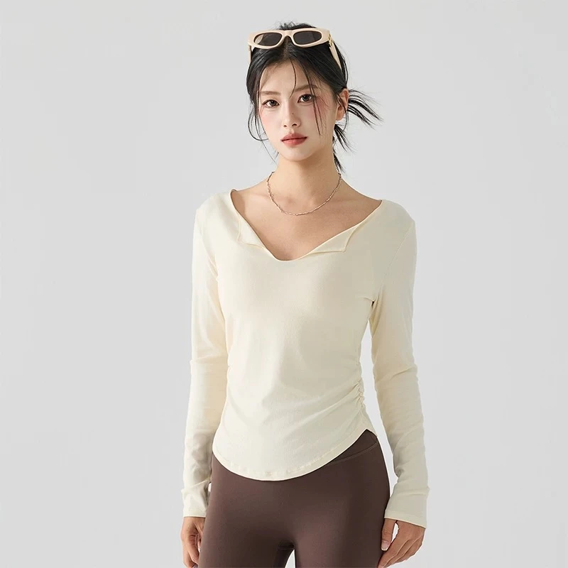 新款运动服上衣女普拉提训练瑜伽服秋冬季长袖遮肚子显瘦瑜伽上衣