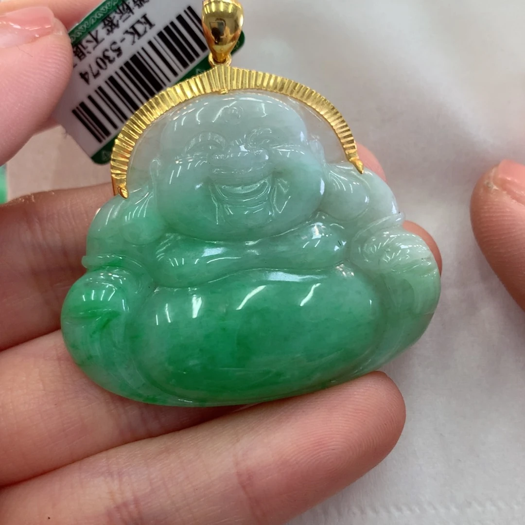 翡翠吊坠(不含链)18K金镶嵌