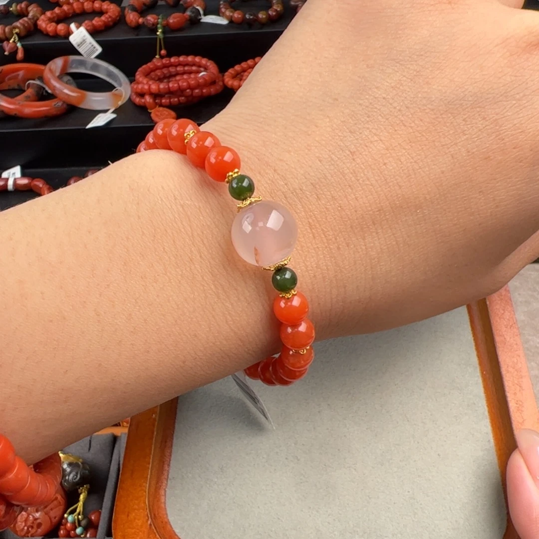 南红玛瑙未镶嵌（保山杨柳料手串7mm