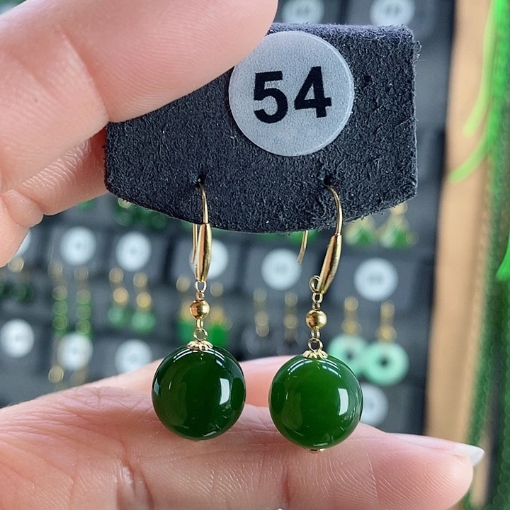 和田玉耳饰18K金镶嵌