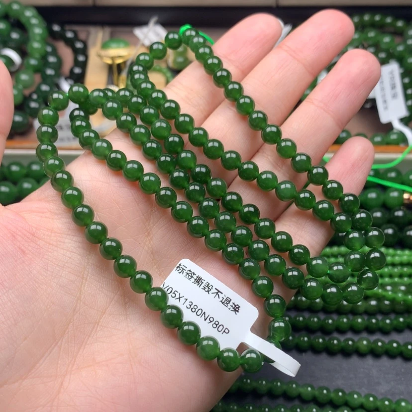 【闪购商品】颈饰未镶嵌和田玉（碧玉）6m菠菜绿无黑新货