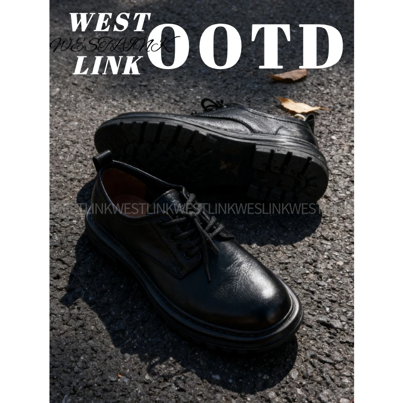 Westlink/西遇【抖音双11】舒适百搭休闲皮鞋校园风学生厚底德比鞋