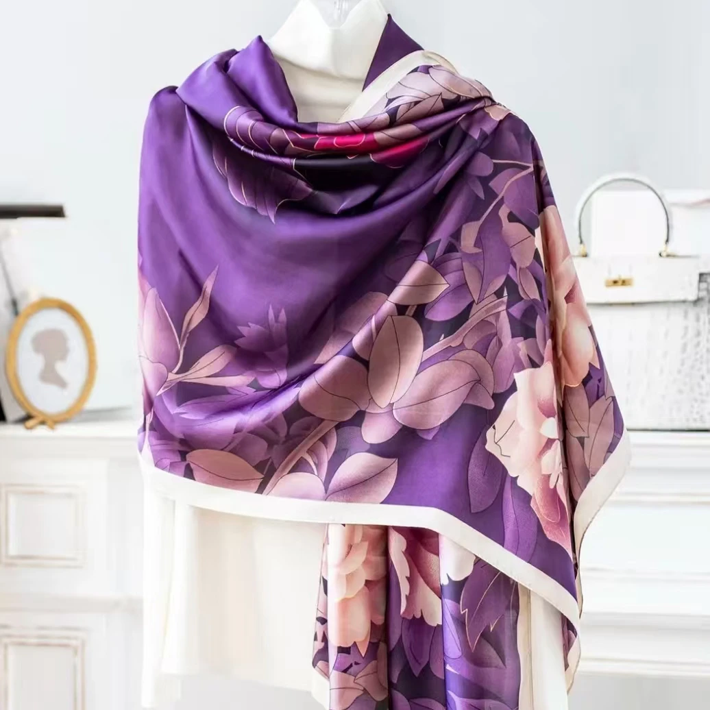 SJ353金丝牡丹80*180丝巾/围巾