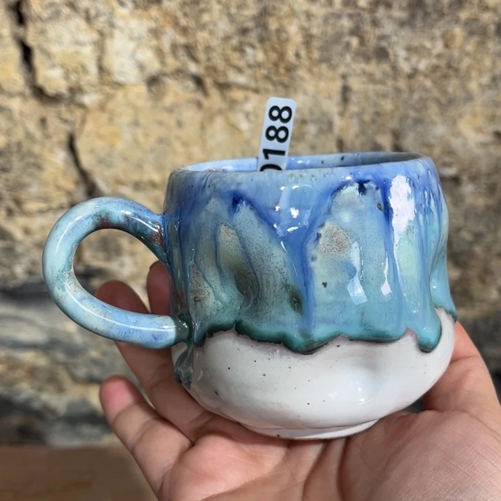 摆件全手工柴烧志野0188