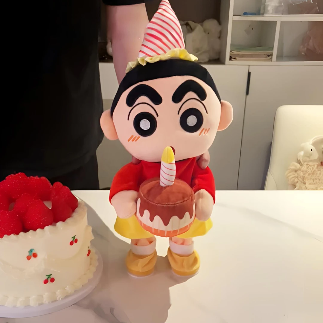 【正版】蜡笔小新毛绒玩偶生日歌录音可爱玩具公仔送女朋友生日礼物