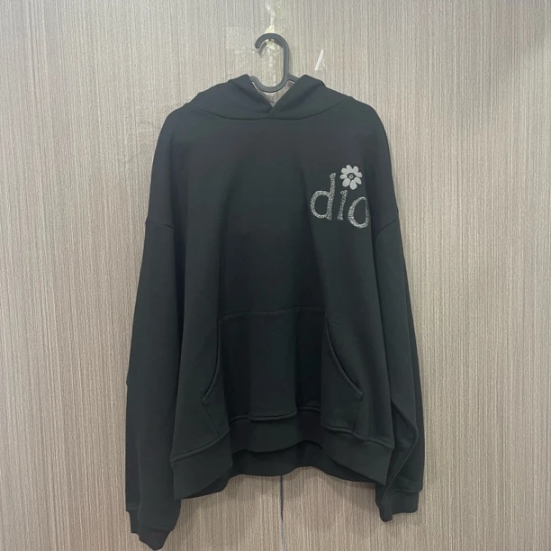 99新 DIOR/迪奥 99新Dior黑色闪粉雏菊刺绣帽衫 尺码：M
