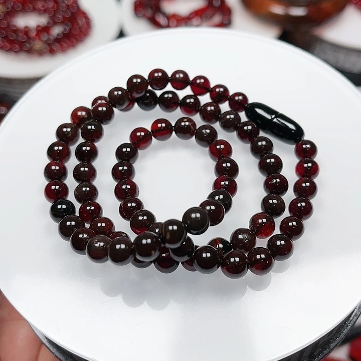 琥珀（矿物珀）颈饰未镶嵌天然矿物珀项链，规格6-7