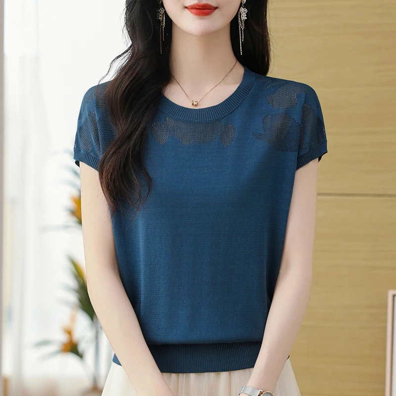 【天丝莱赛尔】2025夏季新款短袖透气凉爽宽松显瘦大码女装T恤