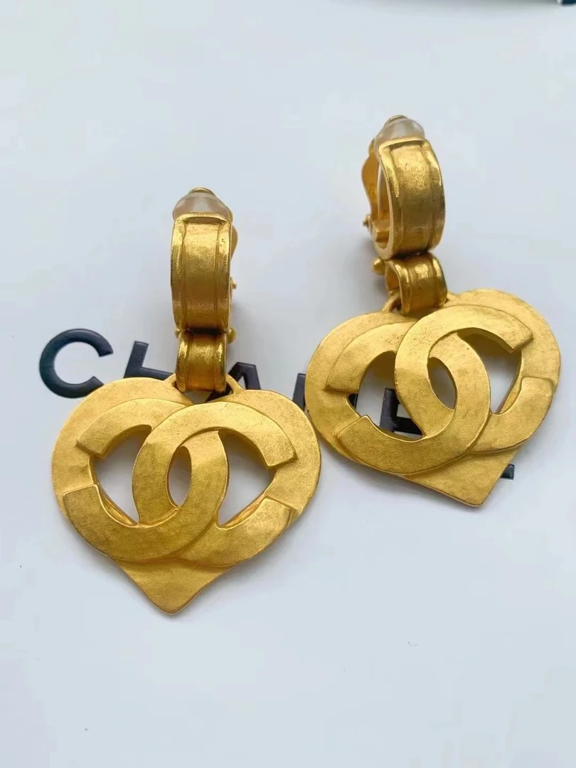 95新 Chanel/香奈儿 Chanel vintage香奈儿中古爱心耳夹