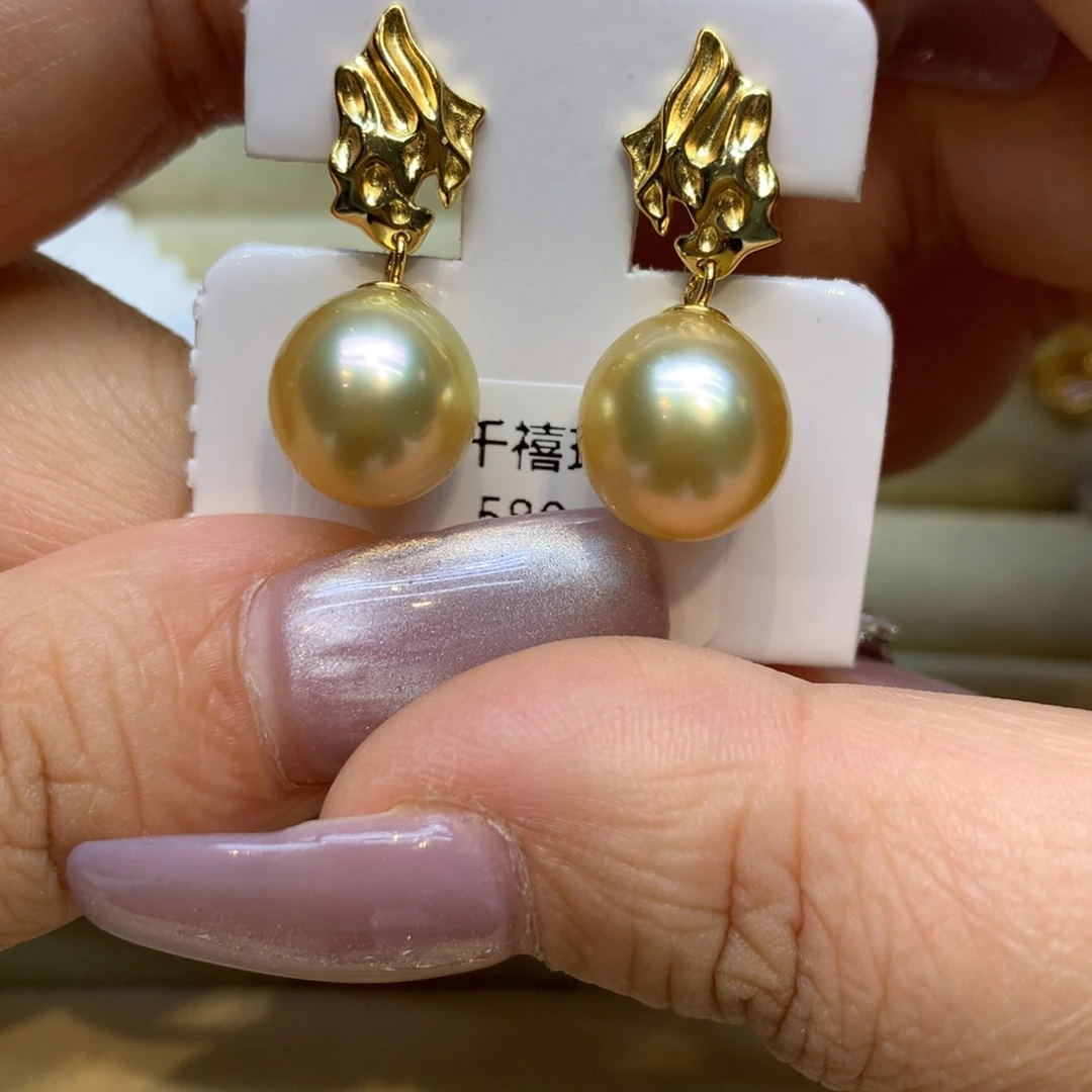 银S925镶嵌耳饰海水珍珠