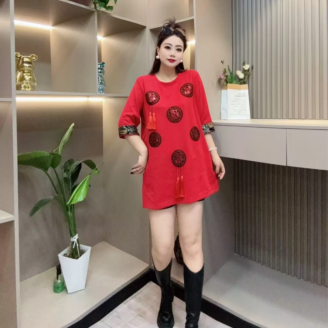 洋气大衫-勾 2525时尚潮美新春佳节国风福气满满胖MM大码女装新款