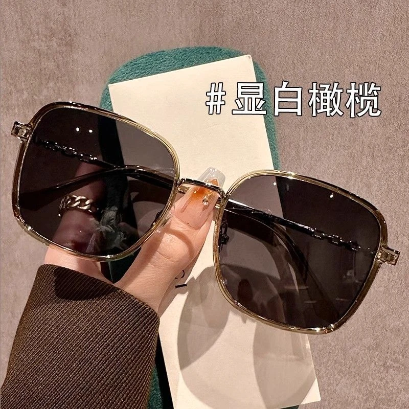 韩系ins风轻大框墨镜女高级感防紫外线大脸显瘦潮流街拍太阳镜
