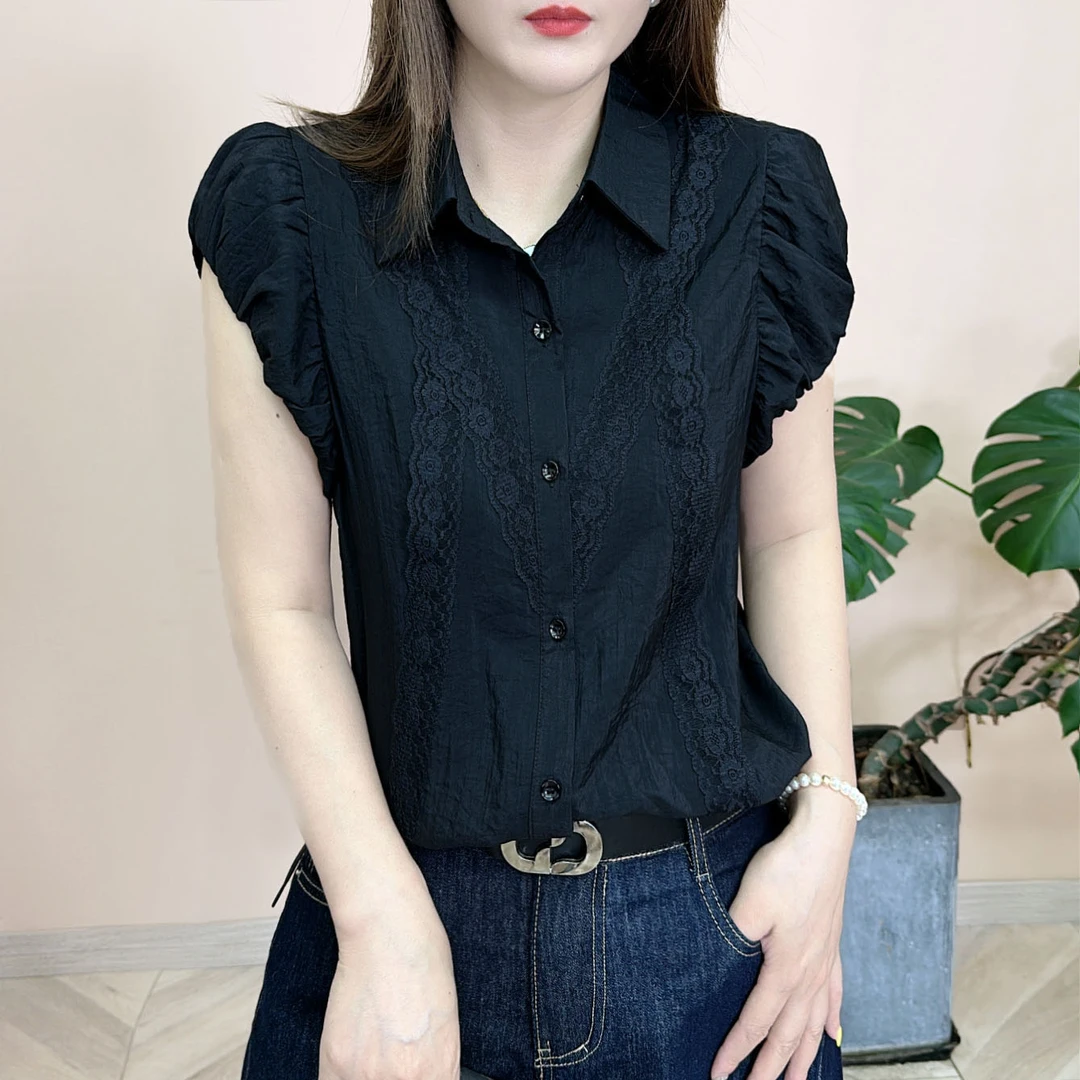 2025夏季新品时尚百搭修身显瘦休闲个性POLO领女士短袖上衣8016