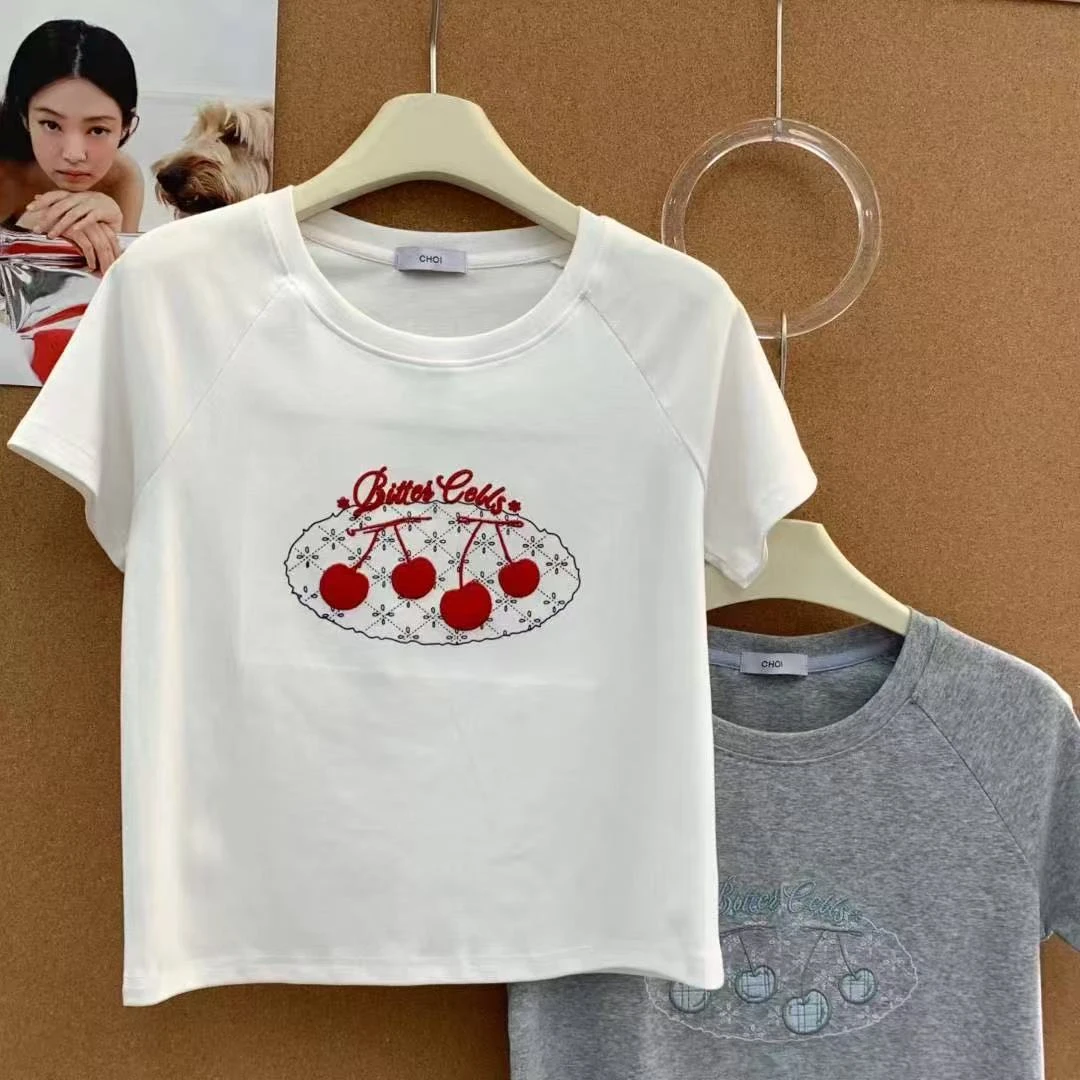百搭减龄显瘦樱桃短袖T恤 HN-8478