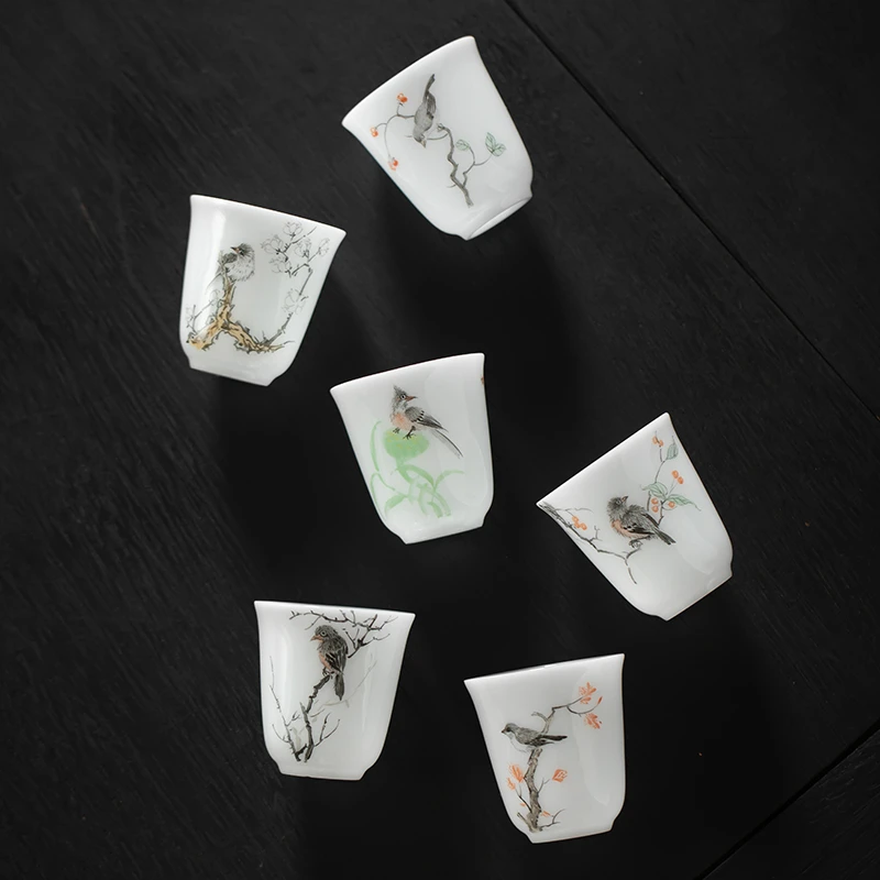 唐丰高端冰种羊脂玉瓷手绘主人杯个人专用单杯家用办公小茶杯品茗