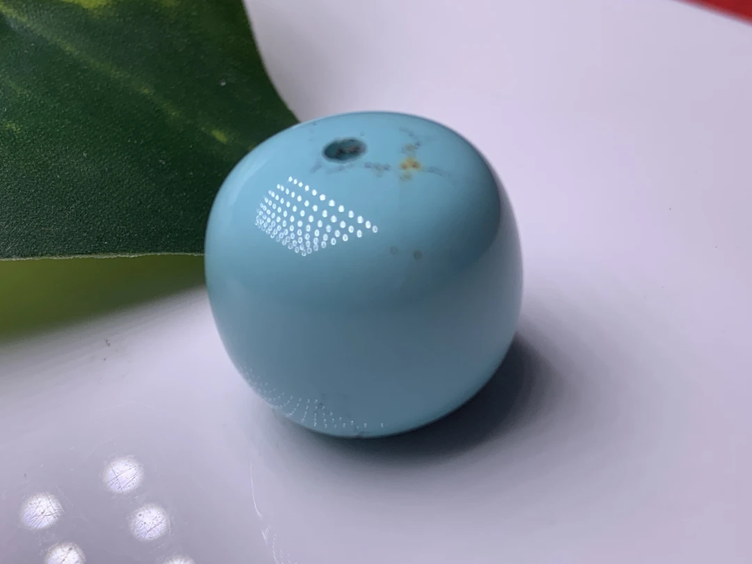 （何姐绿松石）原矿高瓷湖水玉化蓝老型珠，16×14.6重5.5g