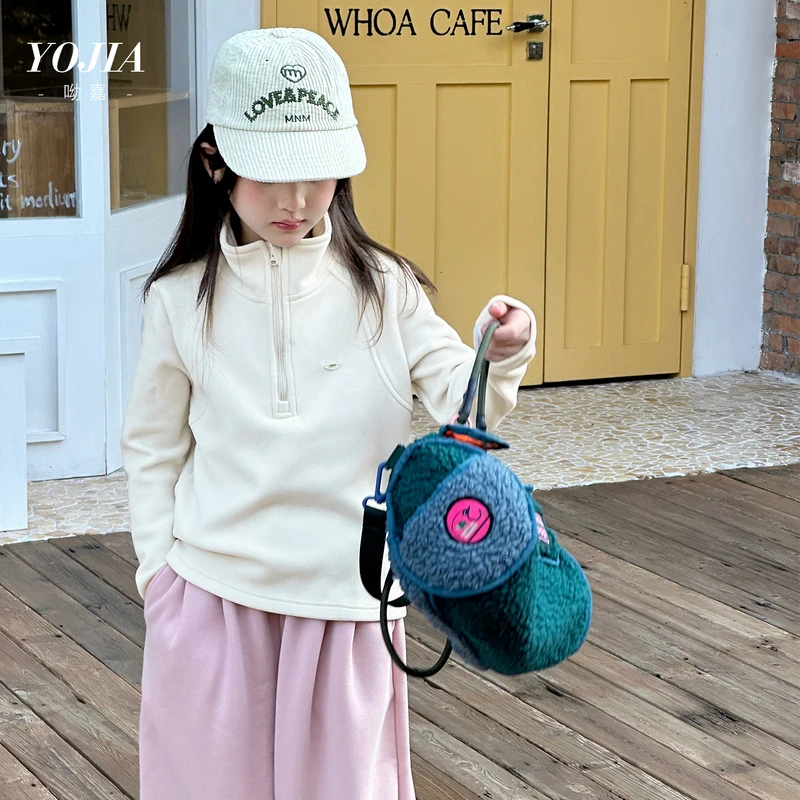 YOJIA女童卫衣冬季2025新款洋气小学生内搭上衣加绒加厚儿童冬装
