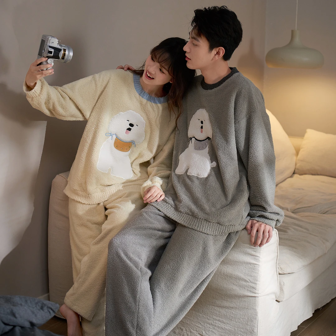 思莉太太【黄油耶耶】情侣睡衣秋冬女款韩版卡通男士加厚冬款家居服