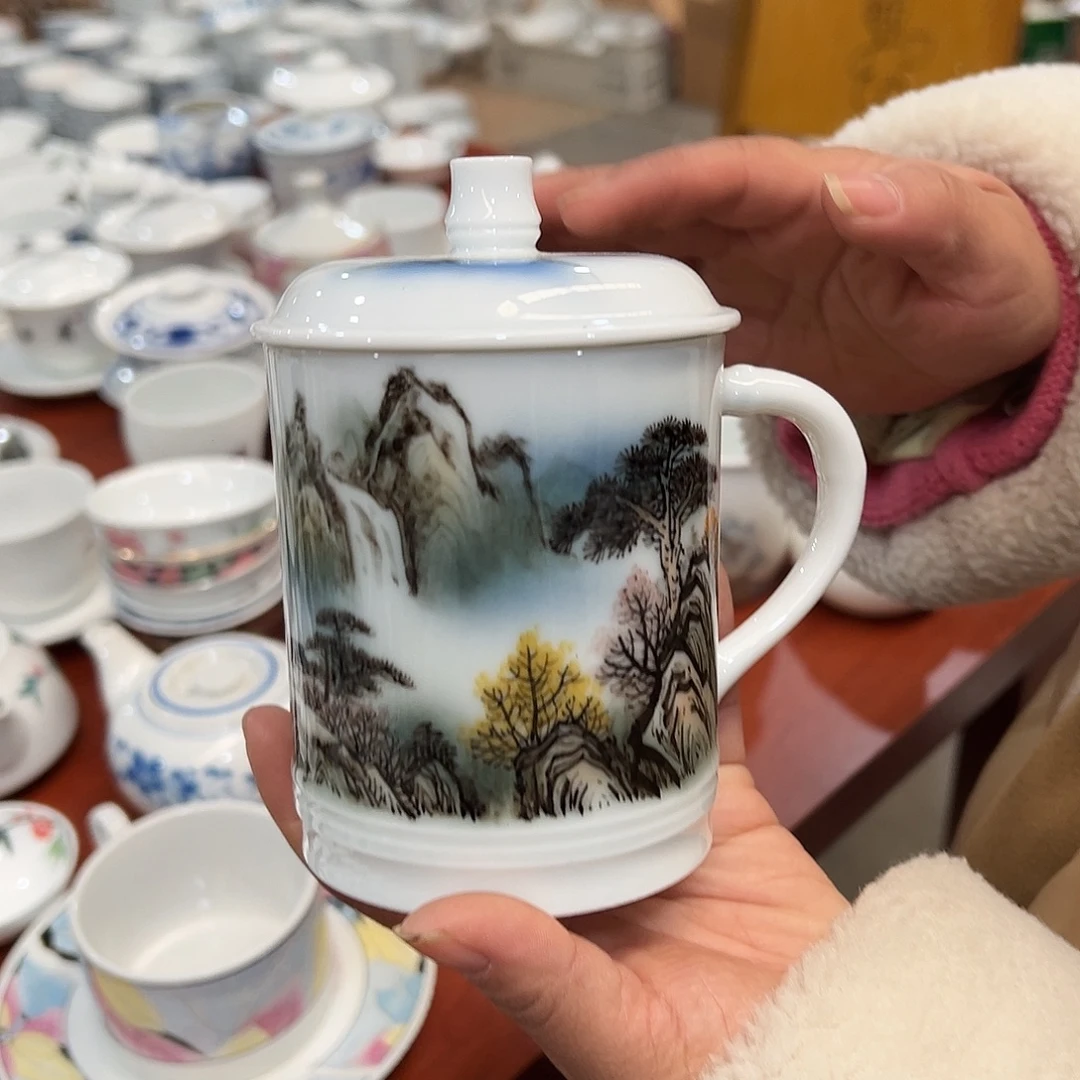 醴陵瓷直播供货基地手绘400毫升作品