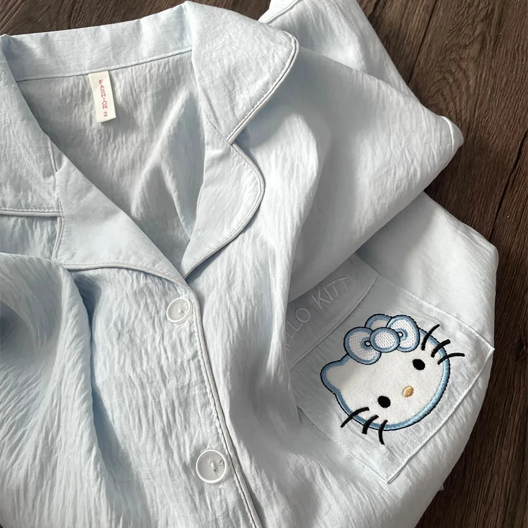 春秋夏季睡衣女士云朵棉长袖长裤薄款卡通可爱宽松家居服两件套装